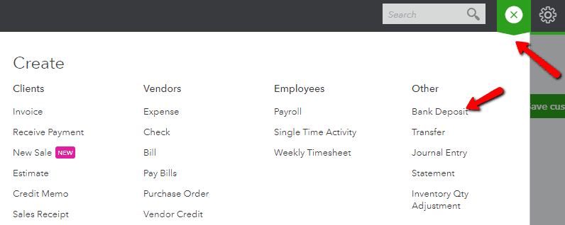 QuickBooks Online Bank Deposit