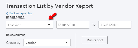 Quickbooks Online Transaction List by Vendor